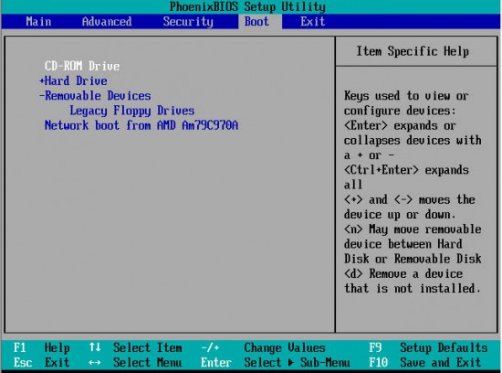 Modifier l'ordre de démarrage dans le BIOS