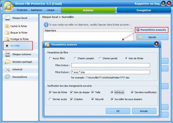 Surveiller vos fichiers et dossiers - Renee File Protector