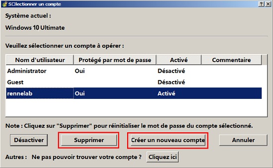 Supprimer le mot de passe Windows 10 oublié - Renee PassNow