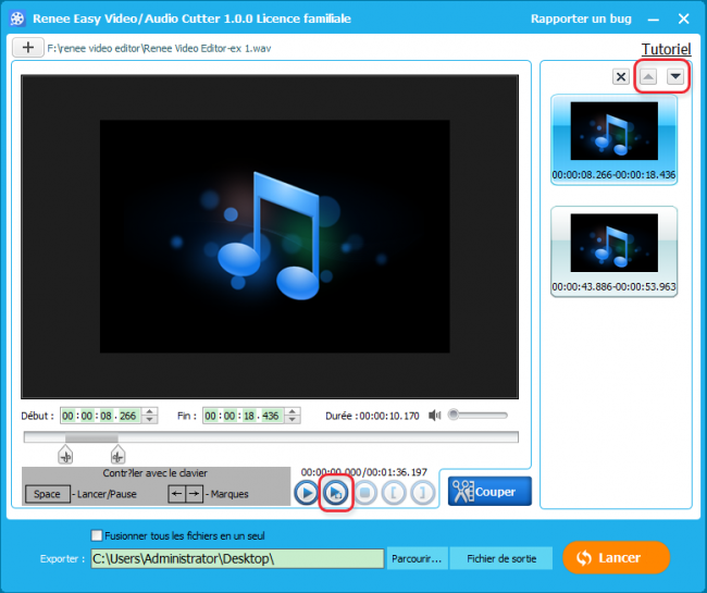 Couper une musique avec Renee Video Editor