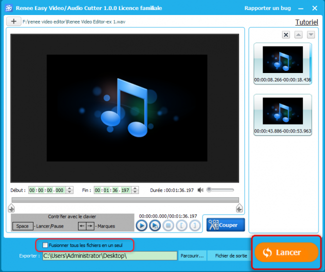 Couper une musique avec Renee Video Editor