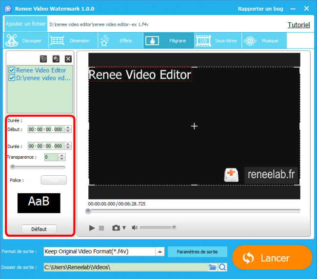 Ajouter un filigrane sur une vidéo avec Renee Video Editor