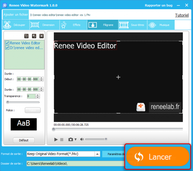 Ajouter un filigrane sur une vidéo avec Renee Video Editor