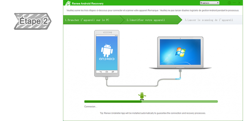Attendre l’identification de l’appareil