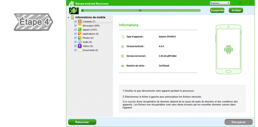 Patienter pour l’analyse de l’appareil