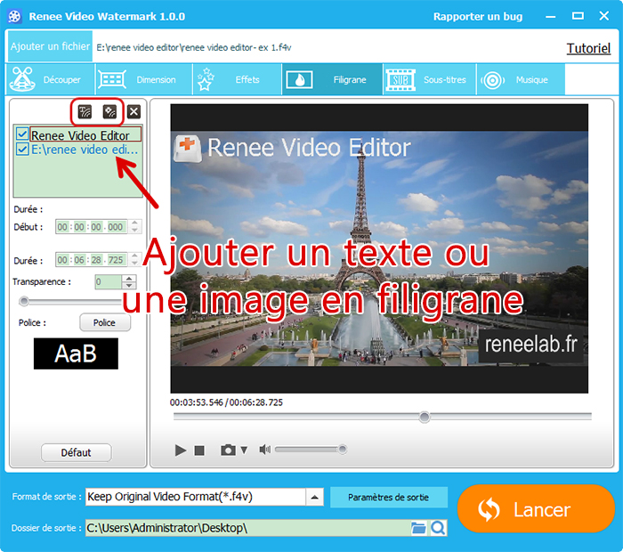 Ajouter un filigrane avec Renee Video Editor