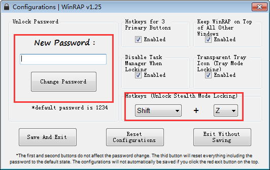 Créer un mot de passe pour le verrouillage de WinRAP