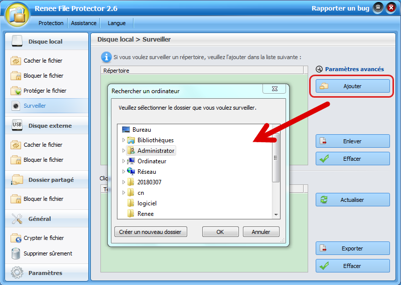 Ajouter des fichiers et des dossiers cibles dans Renee File Protector