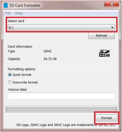 SD Card Formatter pour le formatage de la carte SD de bas niveau