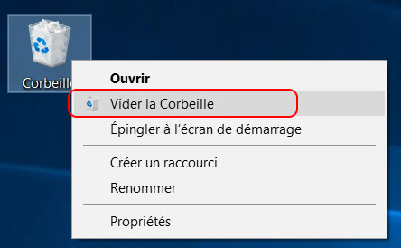 Vider la Corbeille sous Windows 10