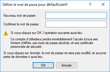 Définir au compte defaultuser0 un mot de passe sous Windows 10