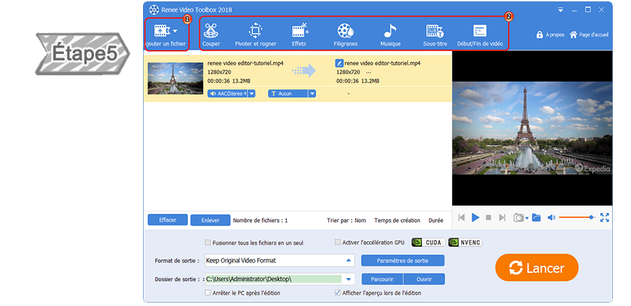 Modifier les vidéos avec des fonctions de Renee Video Editor Pro