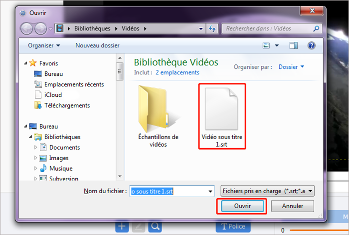 choisir un fichier srt