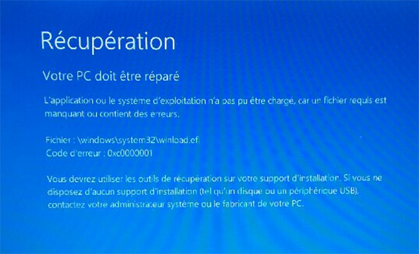 erreur 0xc0000001 Windows 10