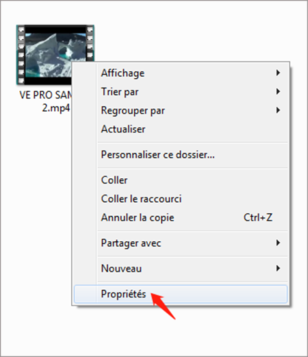 propriété de vidéo