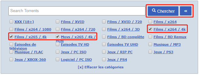 rechercher les vidéos 4K