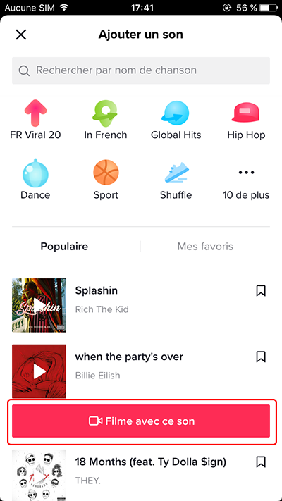 sélectionner une chanson pour la vidéo TikTok