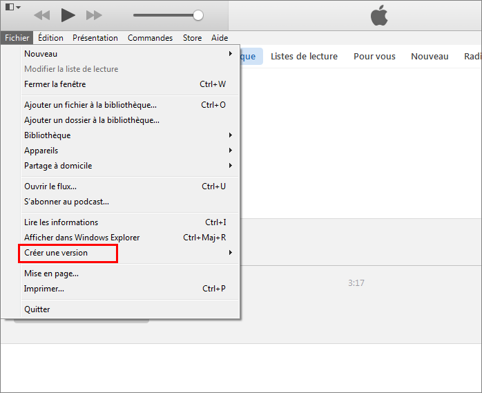 convertir le fichier M4A avec iTunes