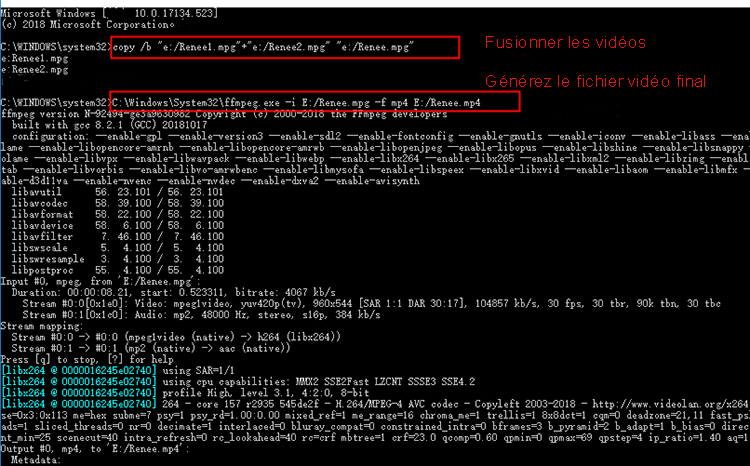 FFmpeg fusionner les vidéos