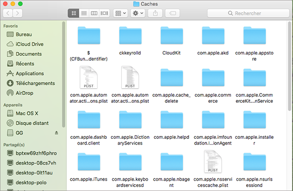 supprimer fichiers caches sur Mac