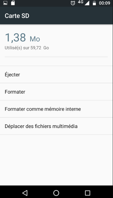 formater la carte SD comme mémoire interne sur HTC