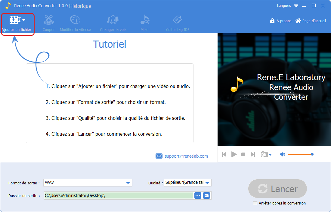 ajouter un fichier audio dans Renee Audio Tools