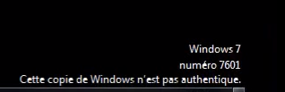 Cette copie de Windows n'est pas authentique sous Windows 7