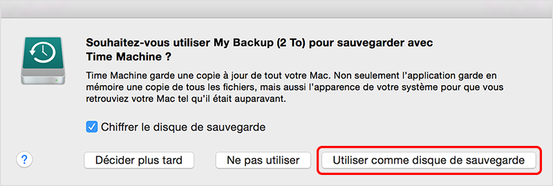 sauvegarder sur un disque dur avant de réinitialiser le Macbok