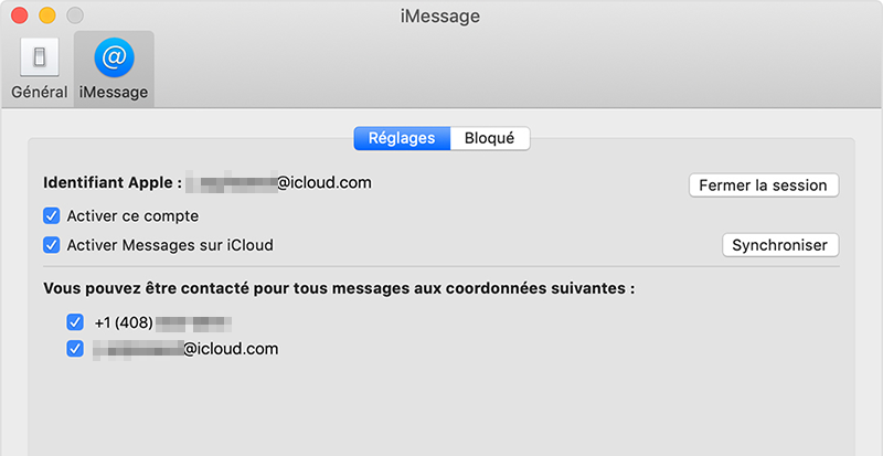 fermer la session sur iMessage