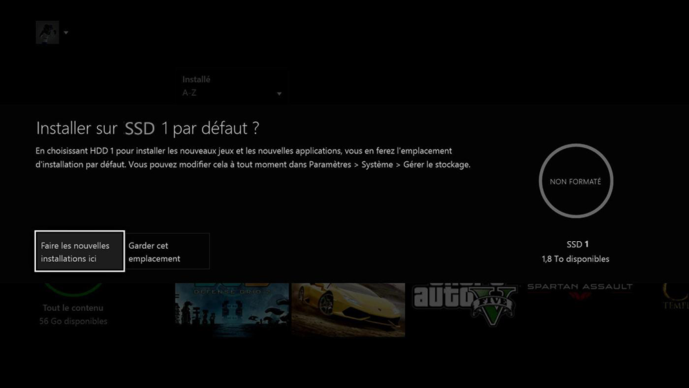 formater le SSD dans XBOX ONE