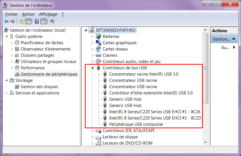 vérifier le contrôleur de bus usb sous Win 10 pour détecter une clé USB sous Windows 10