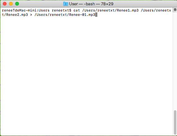 utiliser la commande CAT pour assembler les fichiers mp3