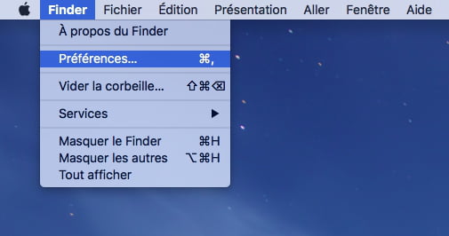 accéder aux préférences du Finder pour réparer la carte SD non reconnue sur Mac