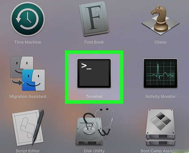 trouver bouton terminal sur Mac OS