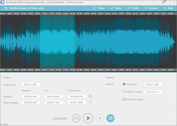 couper la musique avec apowersoft