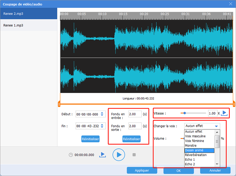 changer le voix par ajouter effet audio