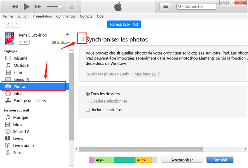 Synchroniser les photos