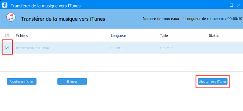 ajouter le fichier M4A vers iTunes