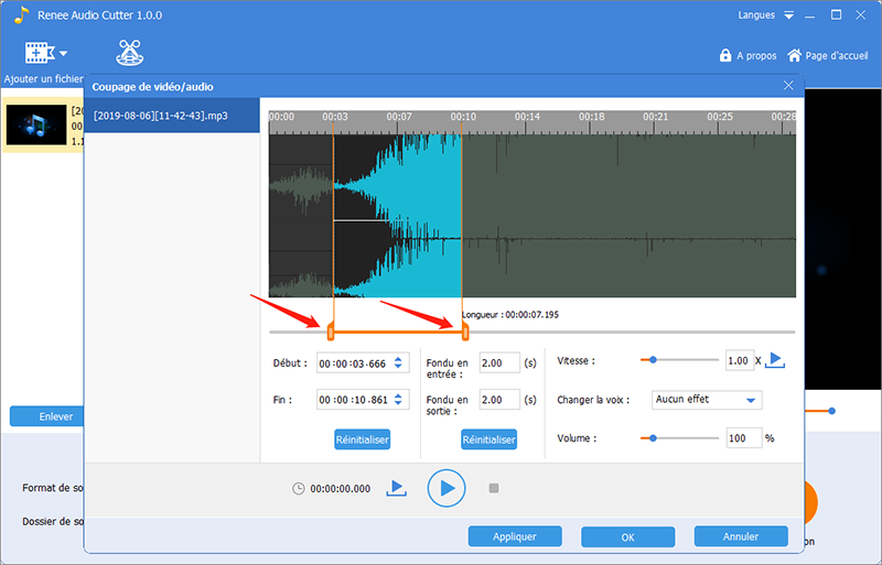 couper la partie préférée de l'audio