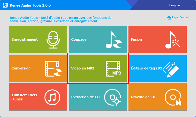 fonction de video en MP3 de Renee Audio Tools