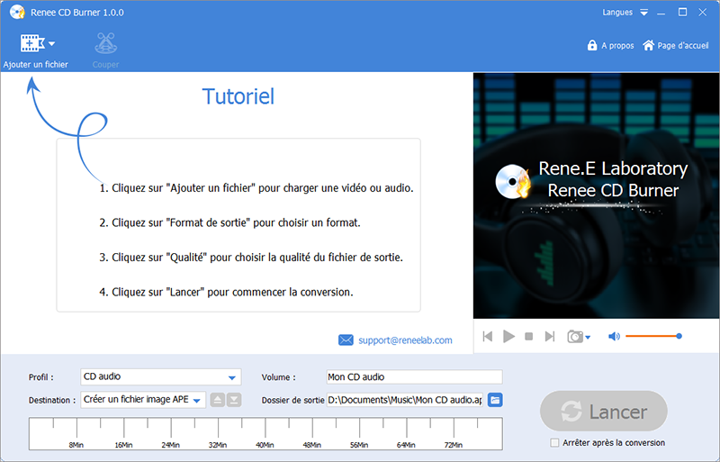 ajouter les fichiers audio à graver