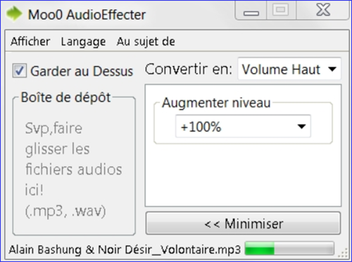 égaliser volume audio avec Moo0 Audio Effecter