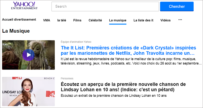 télécharger les musiques sur le site Yahoo Music