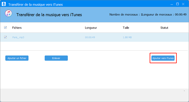 ajouter une chanson vers iTunes