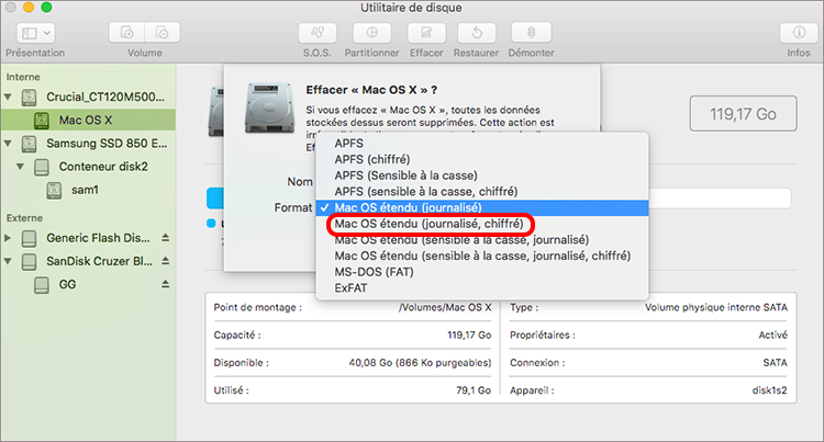 chiffrer la clé USB sous Mac OS
