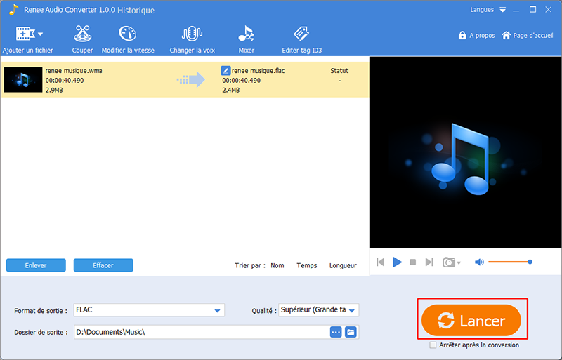 convertir le fichier au format FLAC avec Renee Audio Tools