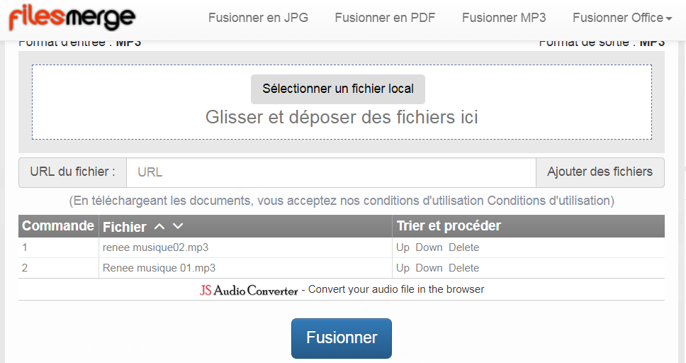 un site en ligne qui peut assembler les fichiers audio au format MP3