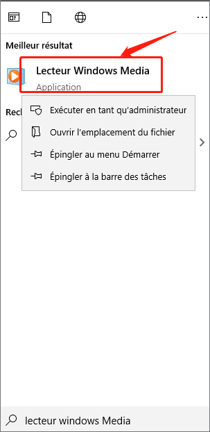 ouvrir Windows Media Player