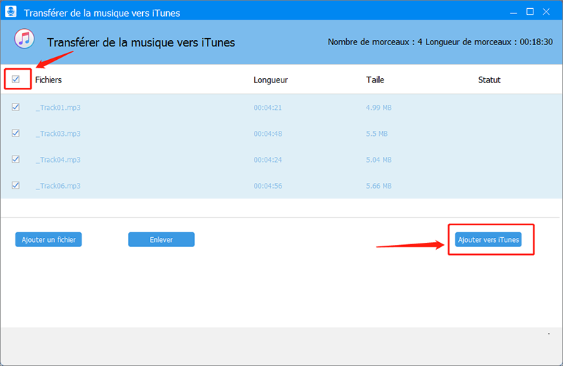 ajouter les fichiers de musique vers iTunes