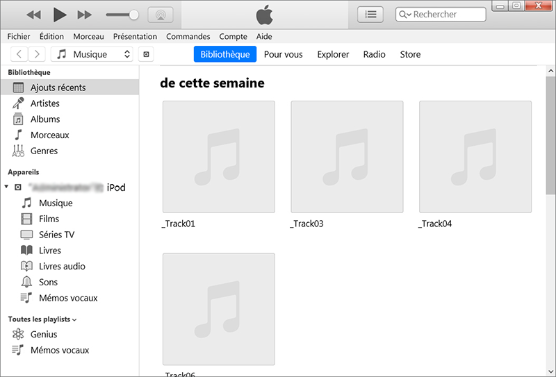 connecter le iPod au PC et ouvrir iTunes